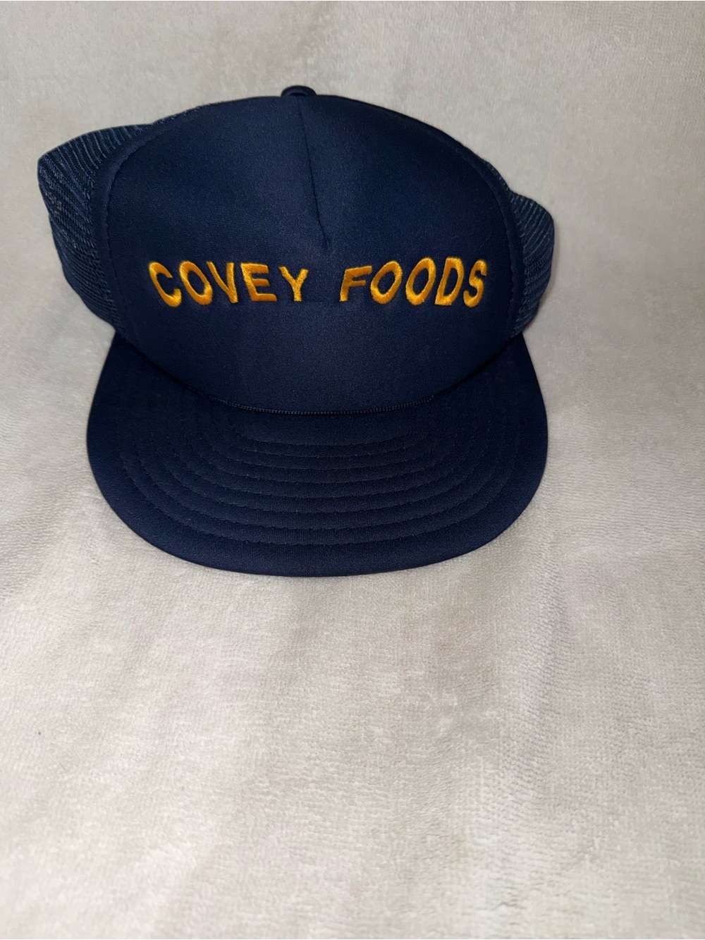 Covey Foods Embroidered Mesh Trucker Hat - Navy & Gold